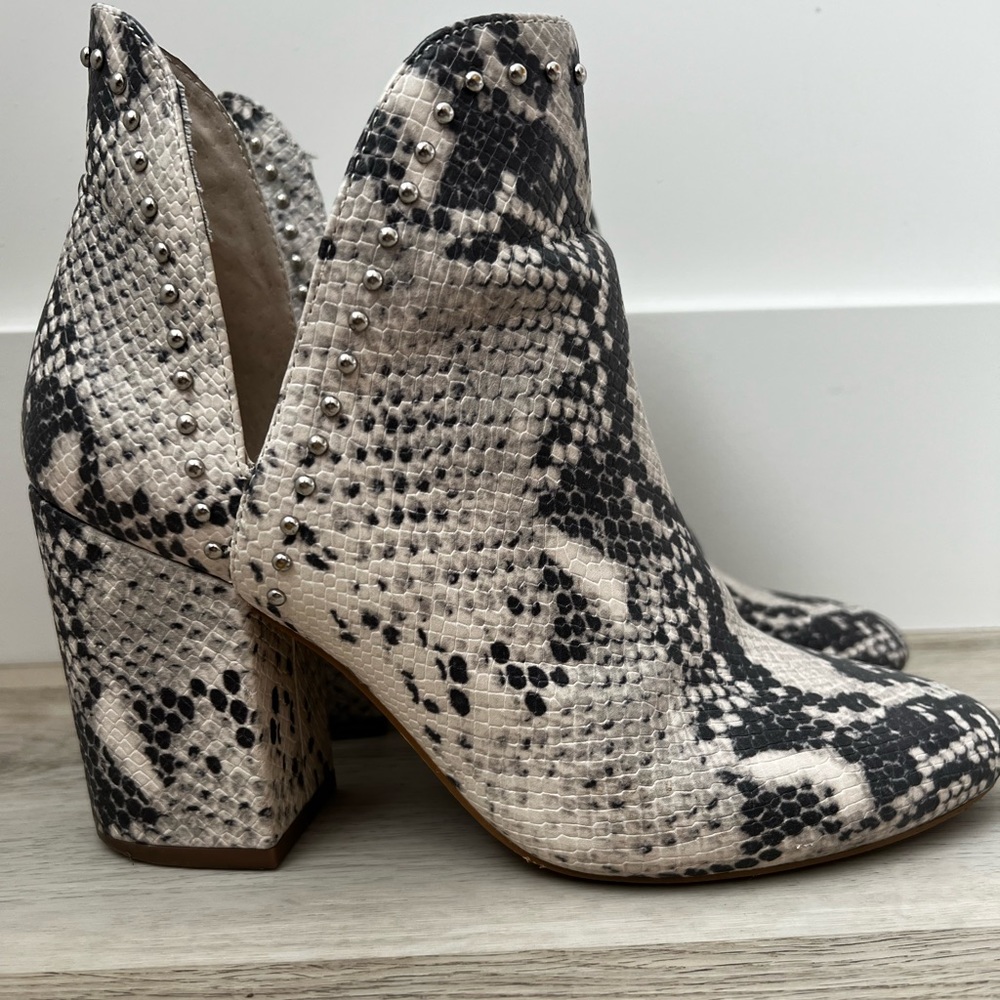 Steve Madden stud snakeskin ankle booties